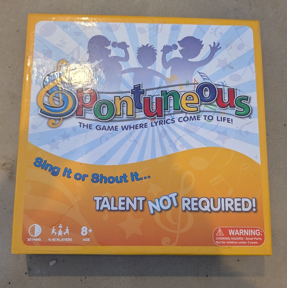 Spontuneous Party Board Game - Bright Yellow & Blue Box